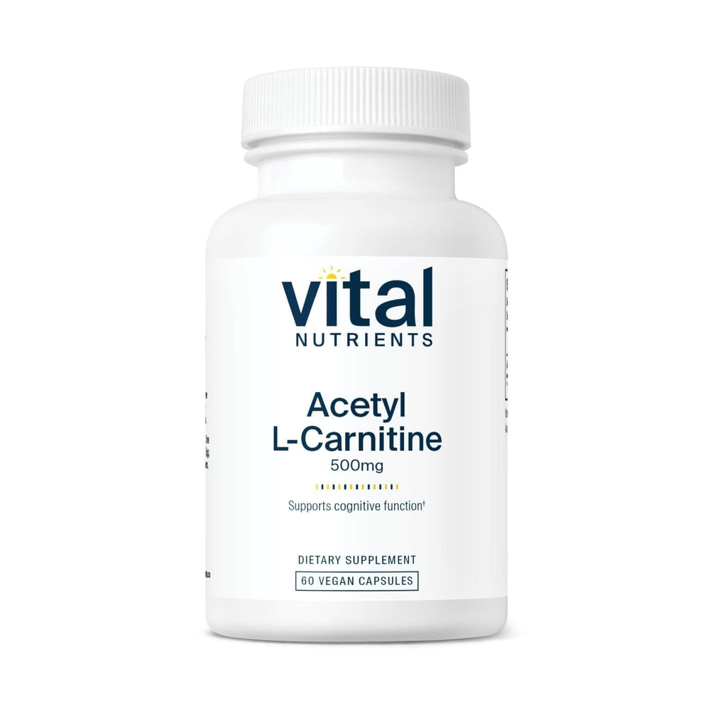 Vital Nutrients Acetyl L-Carnitine 500mg capsules in bottle support cognitive function