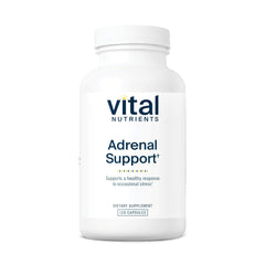 Vital Nutrients Adrenal Support bottle with capsules for daily stress support.