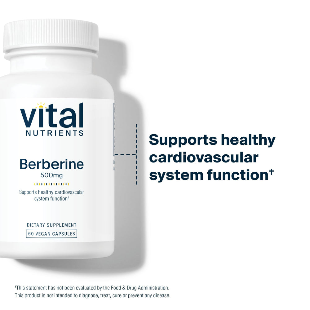 Vital Nutrients Berberine nutrition panel illustrating clean-label, non-GMO ingredients