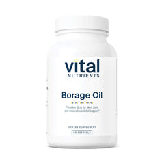 Vital Nutrients Borage Oil bottle showing 1000mg GLA for skin support