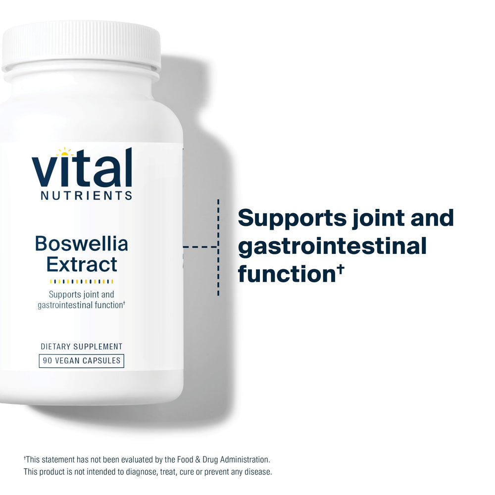 Vital Nutrients Boswellia extract packaging and capsules imply a complete daily routine
