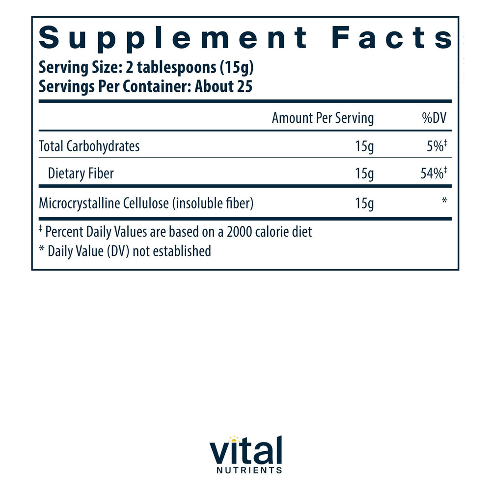 Vital Nutrients cellulose fiber powder measuring spoon for convenient daily use.