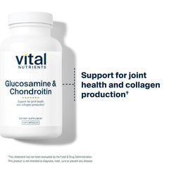 Vital Nutrients Glucosamine & Chondroitin label detail emphasizes clean, non-GMO formula