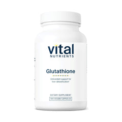 Vital Nutrients Glutathione 400mg bottle highlights antioxidant support for daily wellness.
