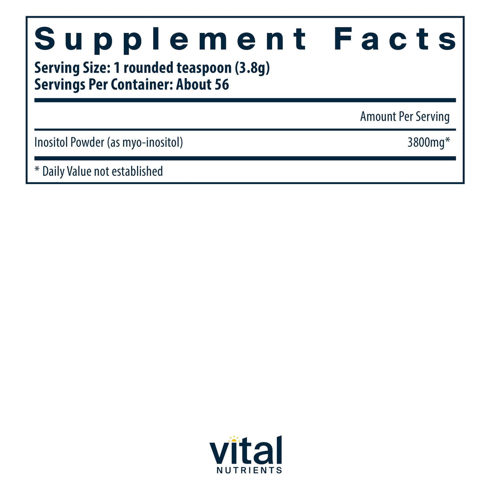 Vital Nutrients Inositol powder with scoop, easy-to-dose for daily energy and nervous system support.