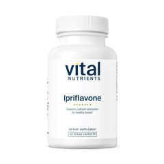 Vital Nutrients Ipriflavone 600mg bottle with vegan formula supports calcium absorption
