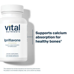Vital Nutrients ipriflavone label shows gluten, dairy and soy free nutrition