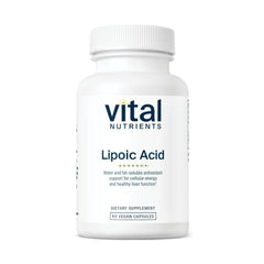 Vital Nutrients Lipoic Acid 300mg capsules for energy and antioxidant support.