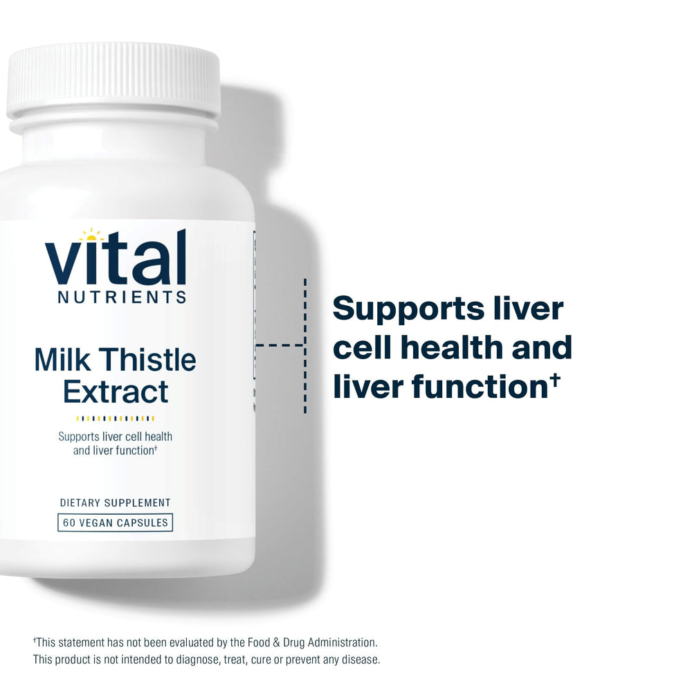 Vital Nutrients Milk Thistle Extract bottle pour for easy daily use.