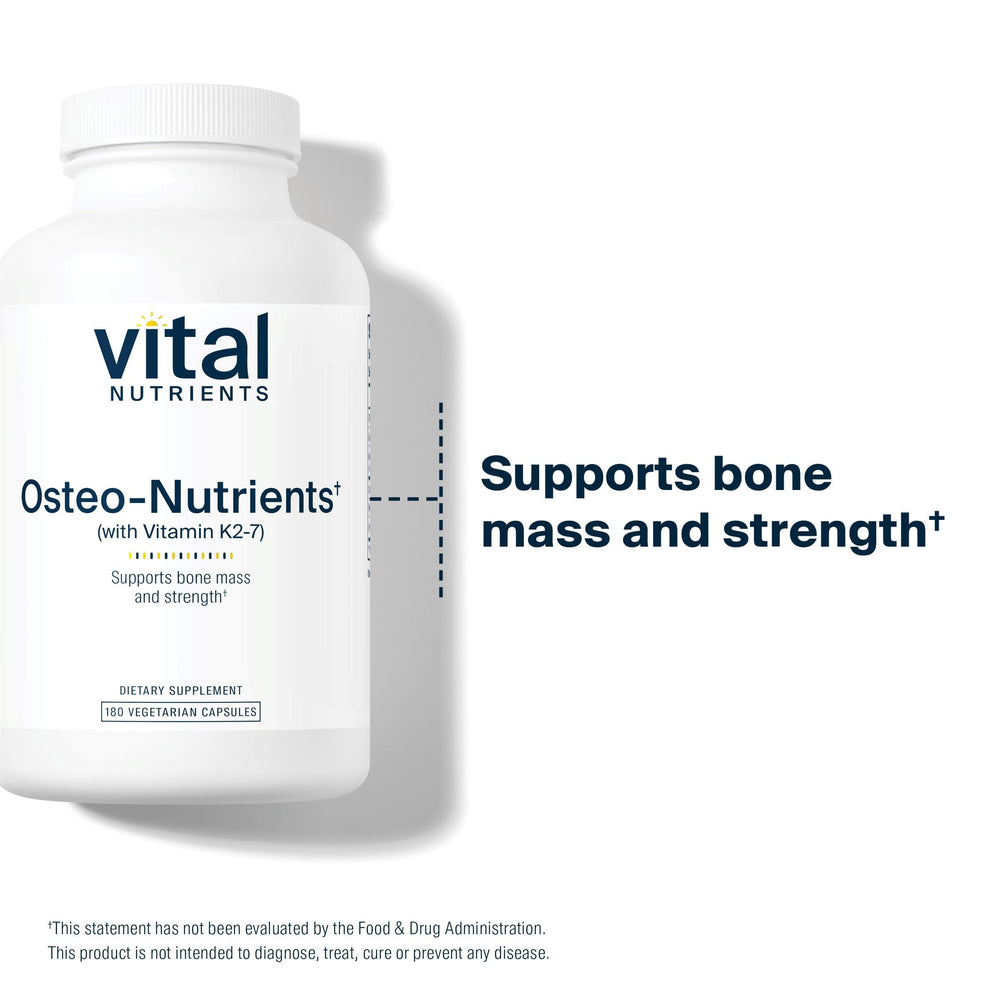 Vital Nutrients Osteo-Nutrients bottle on a kitchen counter supports daily wellness.