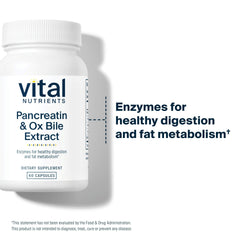 Vital Nutrients Pancreatin & Ox Bile 500mg capsules pour showing easy-to-swallow convenience