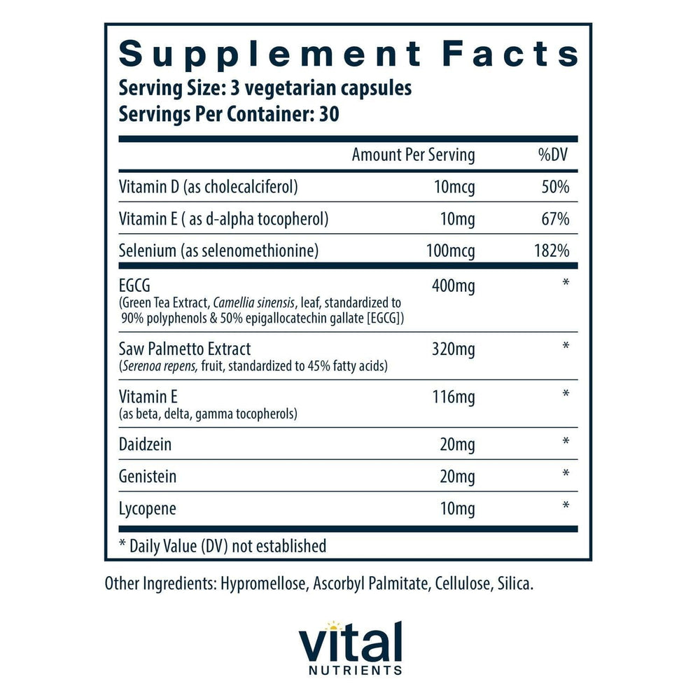 Vital Nutrients Prostate Health TX capsules on a clean surface for daily use.