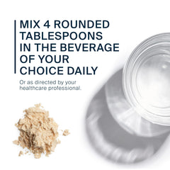 Pouring vanilla ProVeg pea protein into glass shows flavor versatility