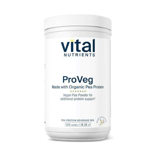 Vital Nutrients ProVeg vanilla pea protein tub front for daily protein support