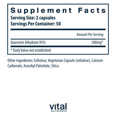 Vital Nutrients Quercetin capsules ready for easy daily intake and immune support