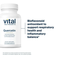 Vital Nutrients Quercetin label confirms vegan, gluten-free, non-GMO attributes