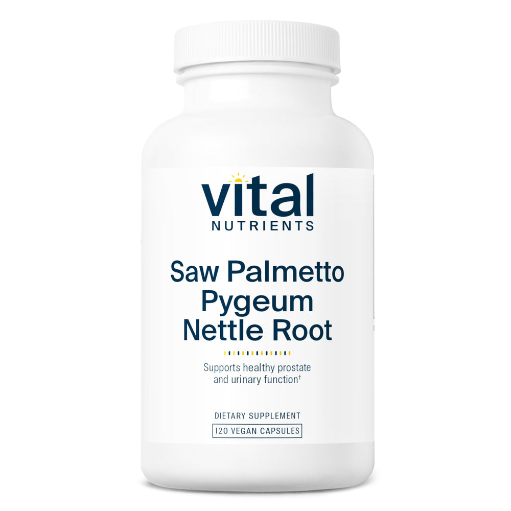 Vital Nutrients saw palmetto-pygeum-nettle capsules for daily prostate support.