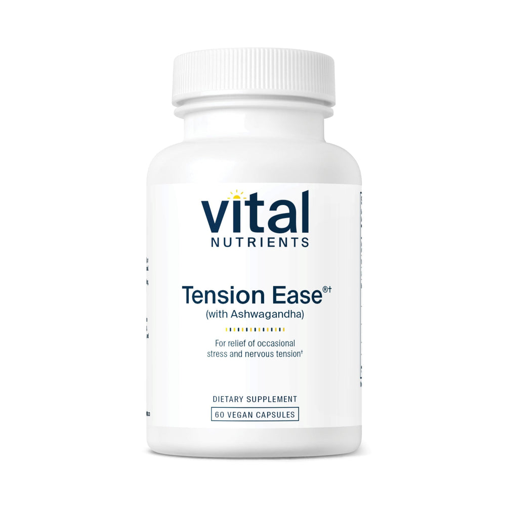 Vital Nutrients Tension Ease bottle with ashwagandha blend may support stress response