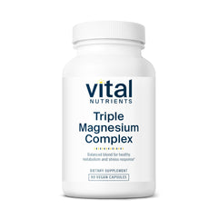 Vital Nutrients Triple Magnesium bottle front highlighting vegan magnesium blend for daily wellness