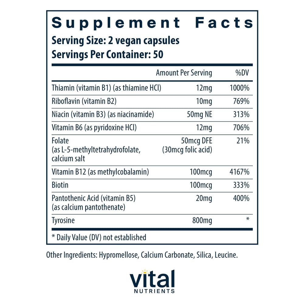 Vital Nutrients Tyrosine and B Vitamins capsules may promote daily mental clarity