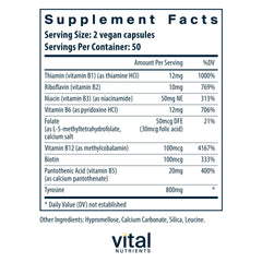 Vital Nutrients Tyrosine and B Vitamins capsules may promote daily mental clarity
