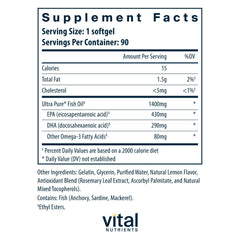 Ultra Pure Fish Oil 800 softgels close-up highlighting EPA and DHA content for cardiovascular support.
