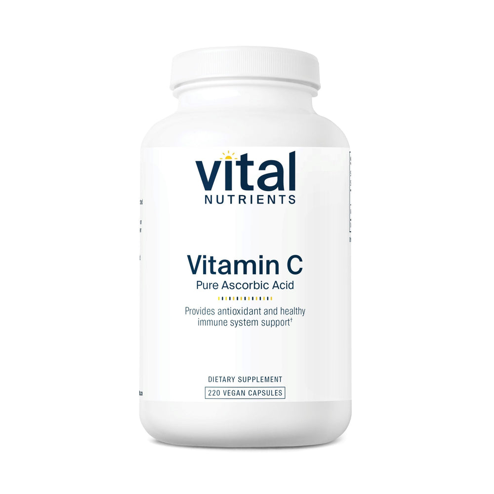 Vital Nutrients Vitamin C 1000mg bottle close-up showing pure ascorbic acid content