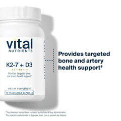 Vital Nutrients vitamin d3-k2 label detail emphasizes clean formula