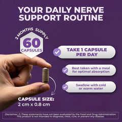 Vital Nutritive Nerve Relief vegan non-GMO emblem on pack signals clean daily wellness.