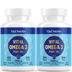 Vital Nutritive Omega-3 lemon softgel bottle for daily brain and heart support.
