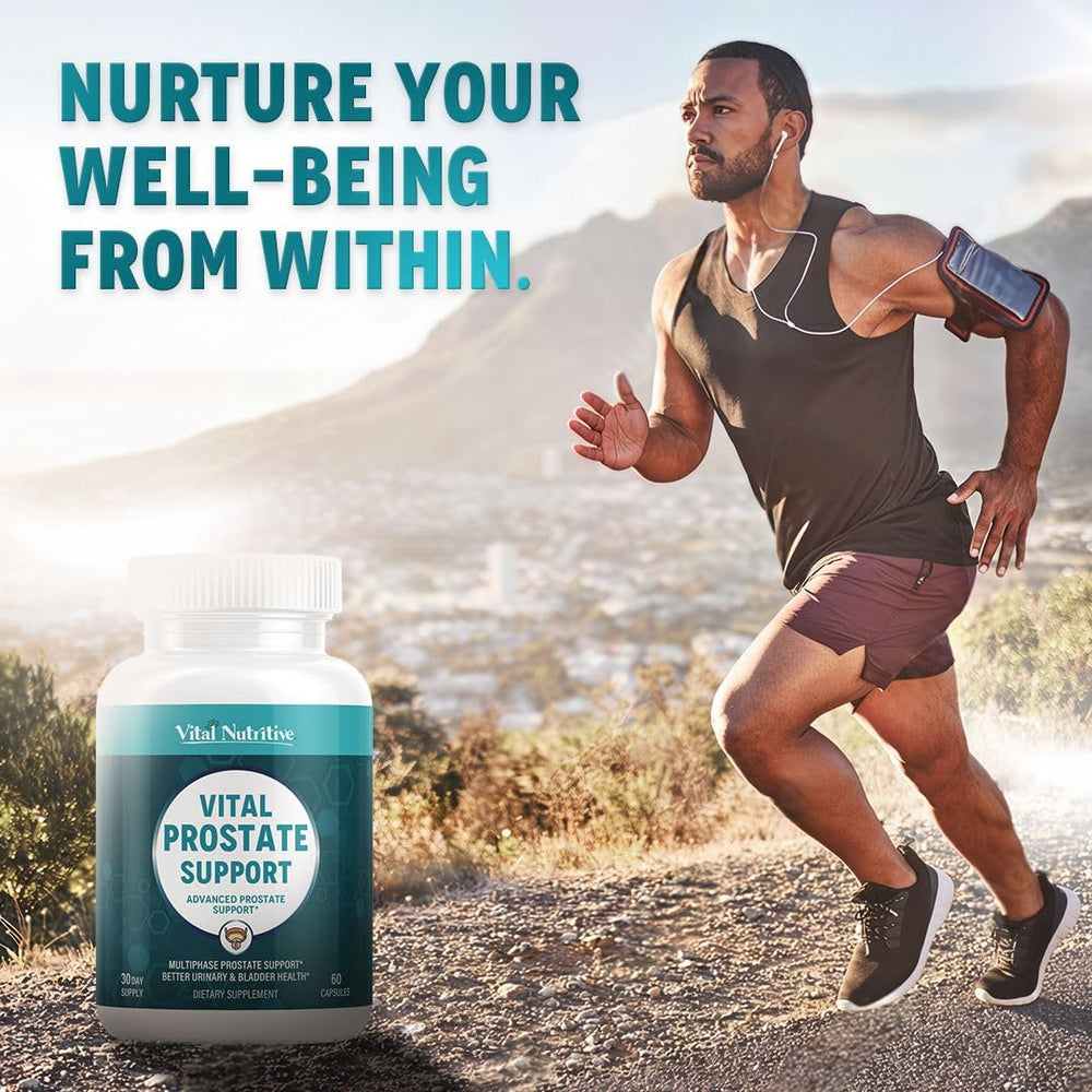 Vital Nutritive Prostate Support third-party tested badge on product packaging.