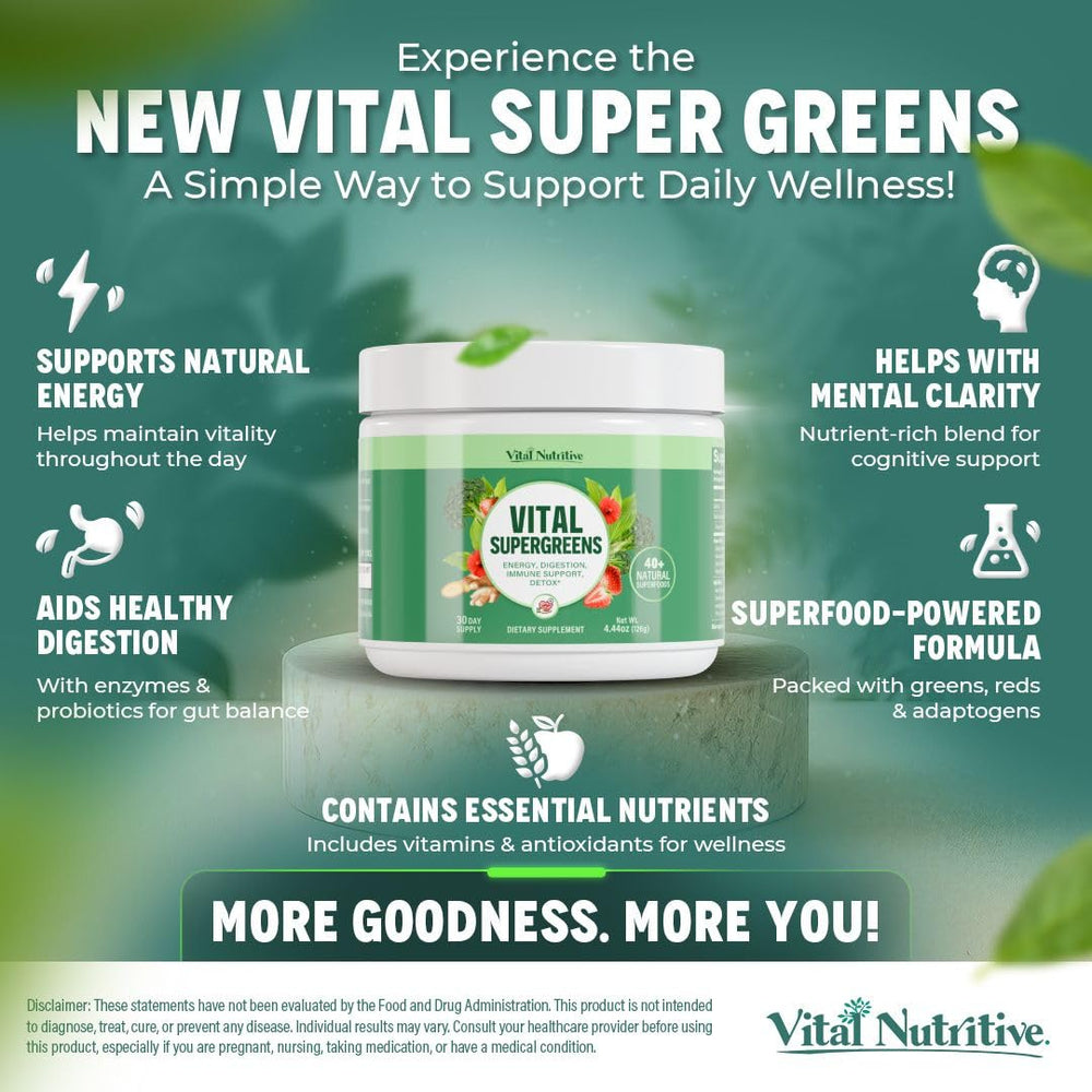 Vital Nutritive Vital Greens probiotic blend supports gut-friendly daily routine