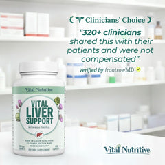 Vital Nutritive Vital Liver Support packaging featuring 9-in-1 ingredients.