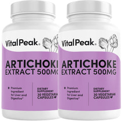 Vital Peak Artichoke 500mg capsule bottle for daily liver and digestion support.