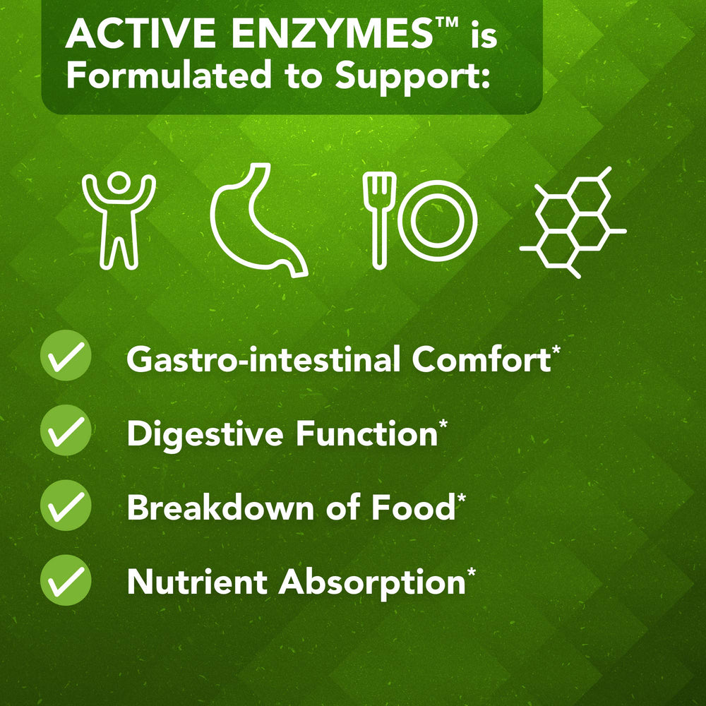 Vital Plan Active Enzymes ingredients list highlighting plant-based digestive enzymes