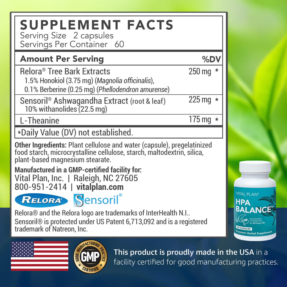 Vital Plan HPA Balance capsules closeup for easy daily use