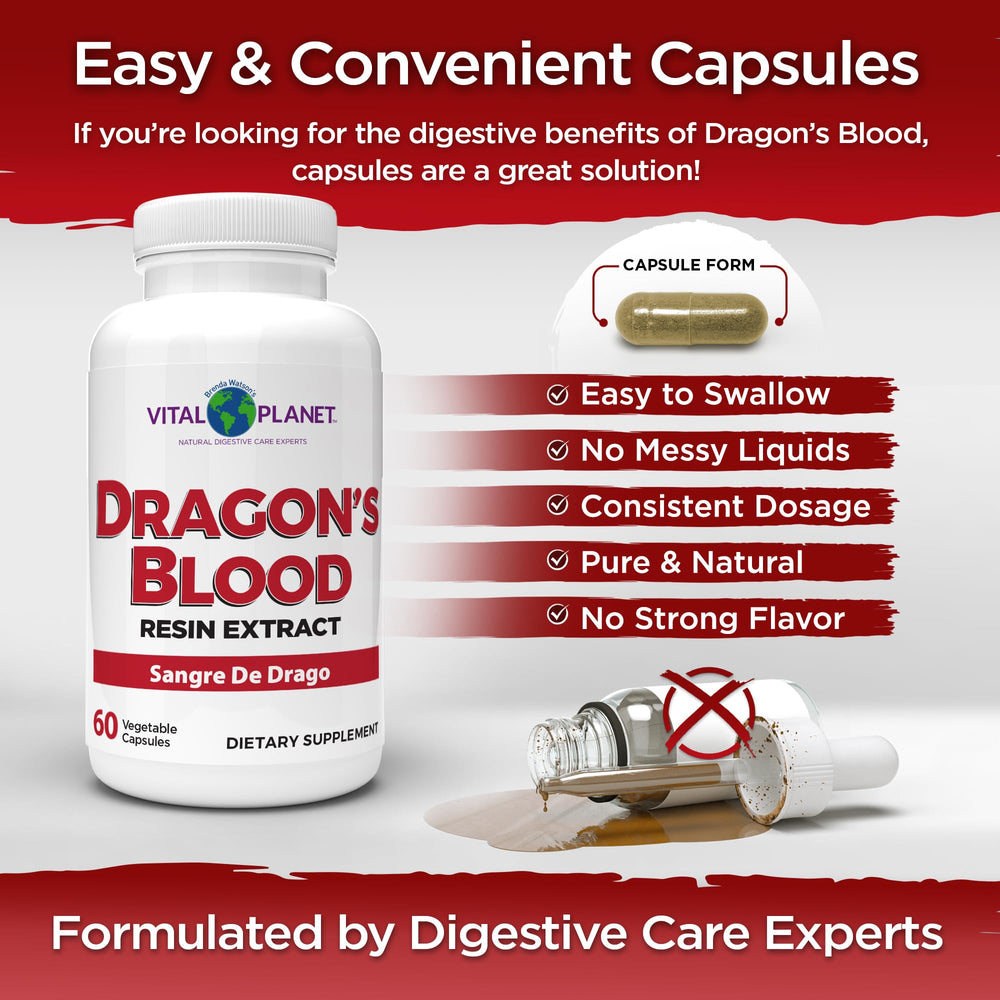 Vital Planet Dragons Blood label notes vegan and non-GMO attributes