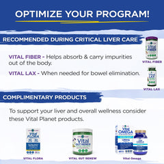 Vital Planet Liver Care on a glass with water implies simple daily use