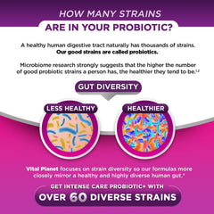 Vital Planet organic prebiotics label highlights nourishing fibers for probiotics.