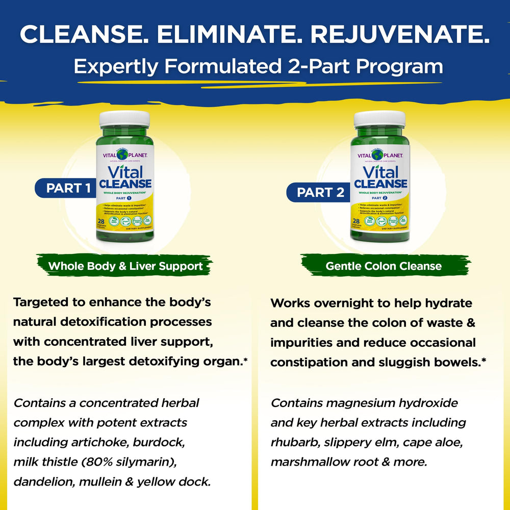 Vital Planet Vital Cleanse bottle back label detailing ingredients and directions