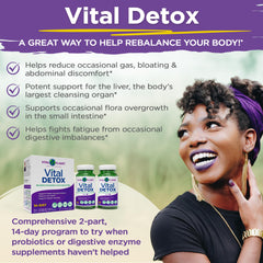 Vital Detox packaging emphasizes vegan, non-GMO, and clean ingredients