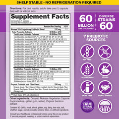 Vital Flora 60 billion CFU capsule close-up, high potency probiotic for gut diversity.