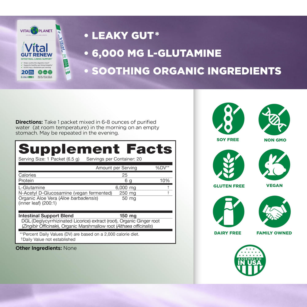 Vital Gut Renew scoop mixing powder in water for daily digestive care
