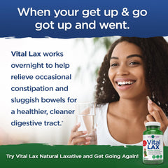 Vital Lax label detail noting vegan and non-GMO credentials