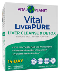 Vital Planet Vital Liver Pure bottle front shows a clean detox concept and label.