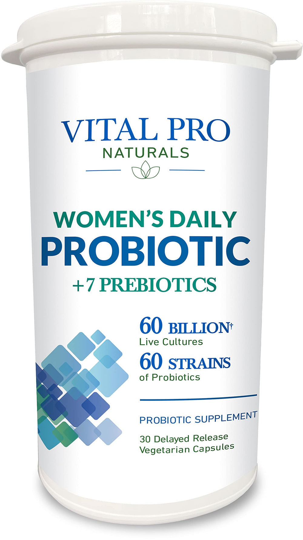 Vital Planet Vital Pro Naturals bottle cap close-up for women's gut balance support.