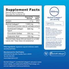 Vital Proteins BioCell collagen blend ingredients list highlighted for skin elasticity and joints