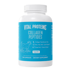 Vital Proteins collagen capsules bottle supports easy daily wellness for hair and skin