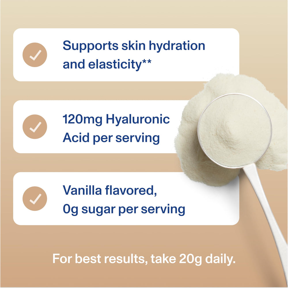 Vital Proteins vanilla collagen powder dissolves in oatmeal, adding texture and protein support.
