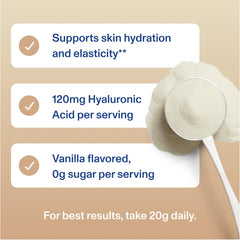 Vital Proteins vanilla collagen powder dissolves in oatmeal, adding texture and protein support.